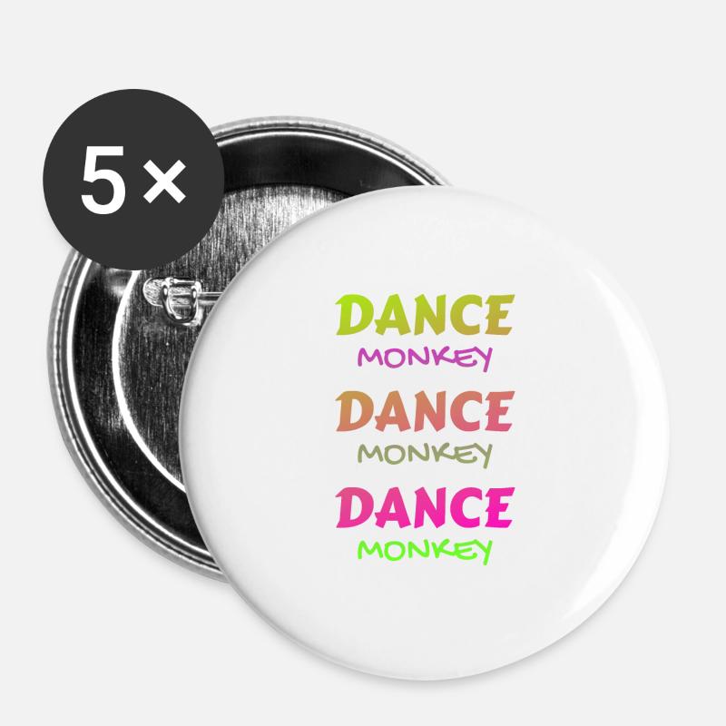 Dance Monkey bunt schön einzigartig - Buttons groß 56 mm (5er Pack) - Weiß