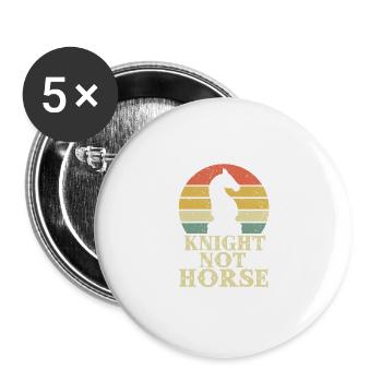 knight not horse - Buttons groß 56 mm (5er Pack) - Weiß - Vorne