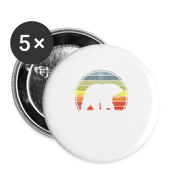 ours Sunset - Lot de 5 grands badges (56 mm) - blanc - Devant