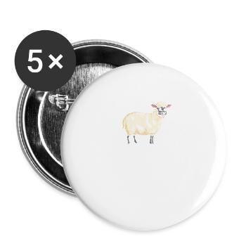Schafe Flüsterer Lamm Schäfer Bauernhof Geschenk - Buttons groß 56 mm (5er Pack) - Weiß - Vorne