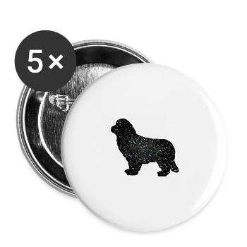 Neufundländer Hund Mosaik Schwarz - Buttons groß 56 mm (5er Pack) - Weiß - Vorne