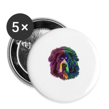 Splash Tibetan Mastiff Dog - Buttons large 2.2''/56 mm (5-pack) - white - Front