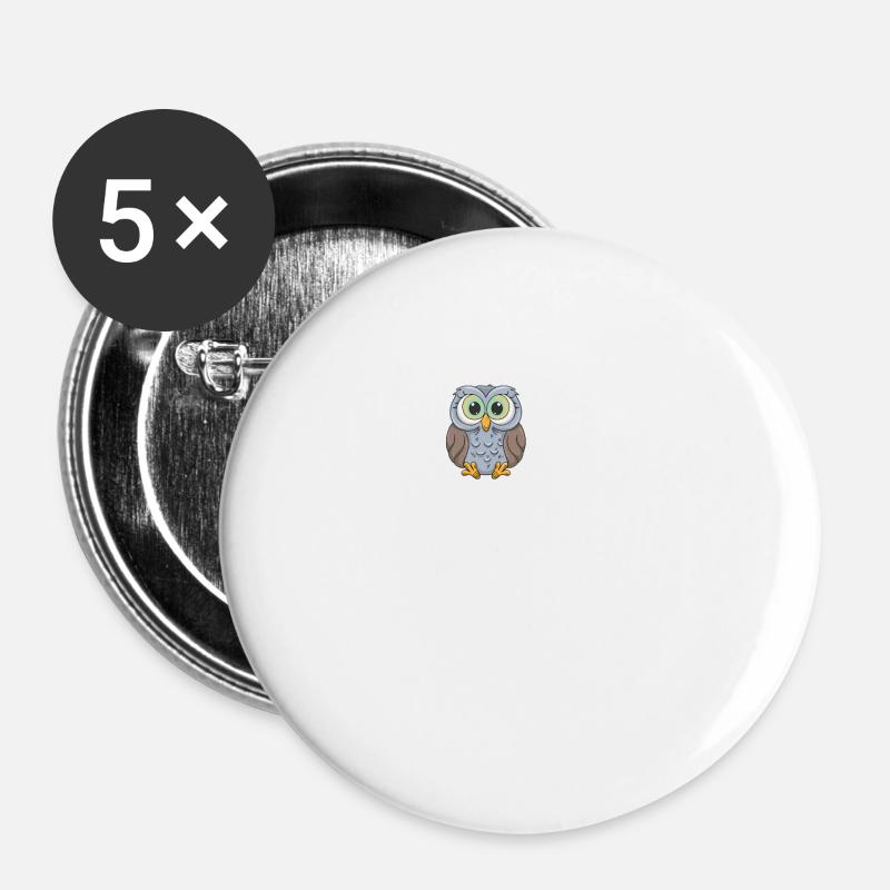 Eulen Herzschlag Heartbeat EKG Eule Puls Süßes Eul - Buttons groß 56 mm (5er Pack) - Weiß