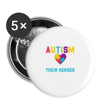 autism mom - Buttons groß 56 mm (5er Pack) - Weiß - Vorne
