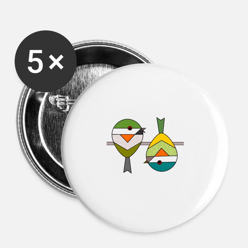 Bird 2 abstract geometric sparrows - Buttons large 2.2''/56 mm (5-pack) - white