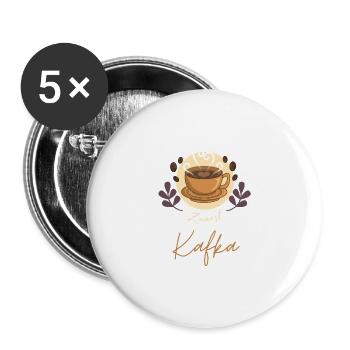 Bücherwurm Zuerst Kafka Kaffeetasse Lyrik - Buttons groß 56 mm (5er Pack) - Weiß - Vorne