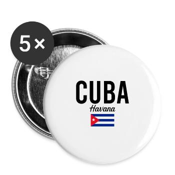 Cuba Havana Travel Souvenir Gift Idea - Buttons large 2.2''/56 mm (5-pack) - white - Front