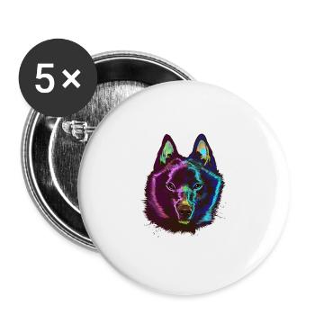 Splash Schipperke Hund - Buttons groß 56 mm (5er Pack) - Weiß - Vorne