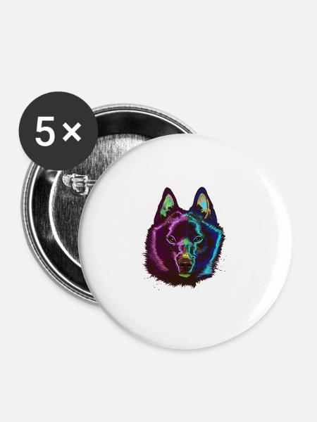 Splash Schipperke Hund - Buttons groß 56 mm (5er Pack) - Weiß