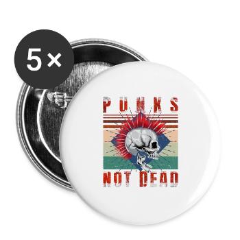 Punk's Not Dead - Punk Rock - Vintage - Lot de 5 grands badges (56 mm) - blanc - Devant