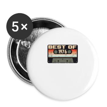 Vintage 1976 Anniversaire Retro Millésime cadeau - Lot de 5 grands badges (56 mm) - blanc - Devant