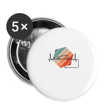battement de coeur rétro pour voiture électrique - Lot de 5 grands badges (56 mm) - blanc - Devant