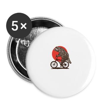 VTT Racoon - Lot de 5 grands badges (56 mm) - blanc - Devant
