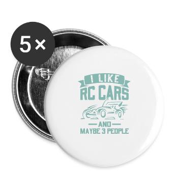 Ich mag Modellautos RC Buggys und vielleicht 3 - Buttons groß 56 mm (5er Pack) - Weiß - Vorne