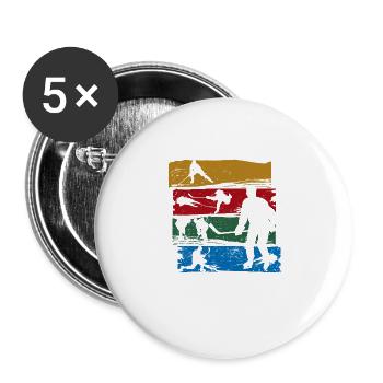 Vintage Retro Eishockey Mannschaft Team Fan Shirt - Buttons groß 56 mm (5er Pack) - Weiß - Vorne