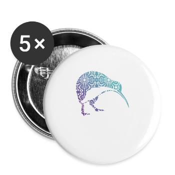 Maori Kiwi Tribal Aboriginal New Zealand Bird Art - Buttons large 2.2''/56 mm (5-pack) - white - Front