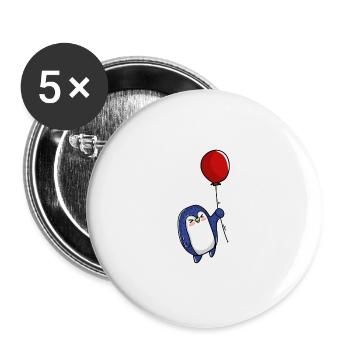 Pinguin Ballon - Buttons groß 56 mm (5er Pack) - Weiß - Vorne