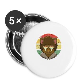 Cadeau de conception drôle de sanglier vintage - Lot de 5 grands badges (56 mm) - blanc - Devant