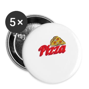 Pizza - Buttons groß 56 mm (5er Pack) - Weiß - Vorne