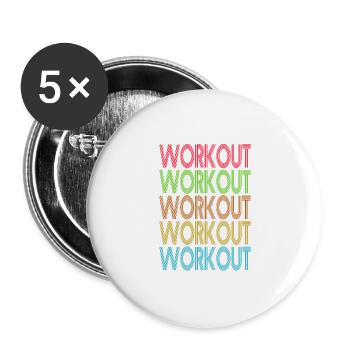 Gym - Gym - Bodybuilding - Workout - Buttons large 2.2''/56 mm (5-pack) - white - Front