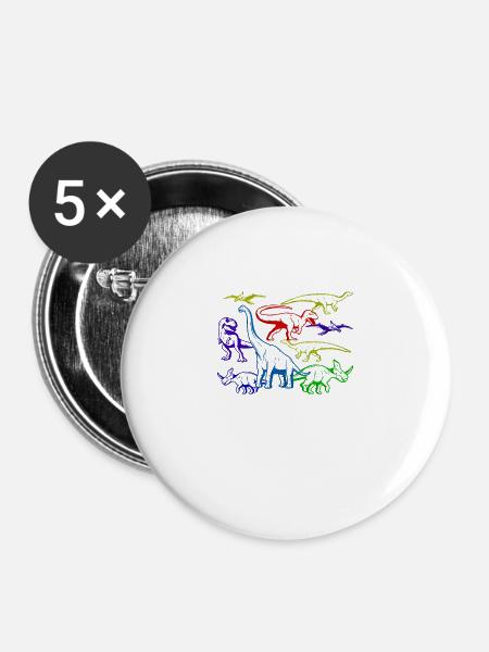 Dino-Modelle - Buttons groß 56 mm (5er Pack) - Weiß