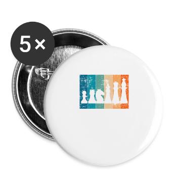 Schach Schachbrett Schachmatt König Retro Geschenk - Buttons groß 56 mm (5er Pack) - Weiß - Vorne