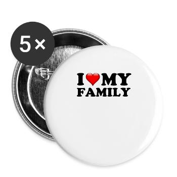 J'ADORE MA FAMILLE - Lot de 5 grands badges (56 mm) - blanc - Devant