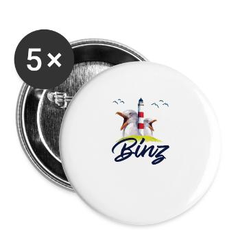 Binz Ostsee Rügen Sommerurlaub Küste Geschenke - Buttons groß 56 mm (5er Pack) - Weiß - Vorne