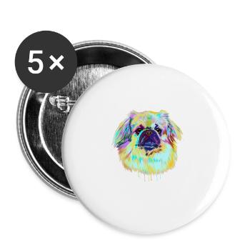 Splash Tibetan Spaniel Dog - Buttons large 2.2''/56 mm (5-pack) - white - Front