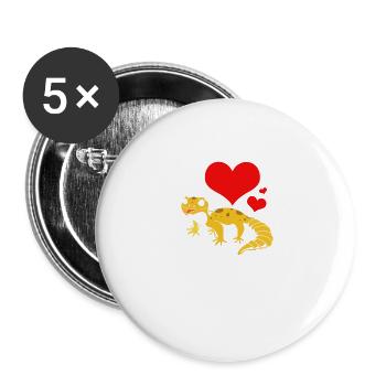 Gecko Eidechse Geckos Reptil Reptilien - Buttons groß 56 mm (5er Pack) - Weiß - Vorne
