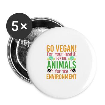 Vegan Vegan Lifestyle Animal Welfare Environmental Protection - Buttons large 2.2''/56 mm (5-pack) - white - Front