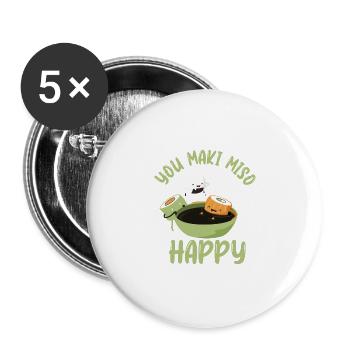Conception drôle de sushi disant - Lot de 5 grands badges (56 mm) - blanc - Devant