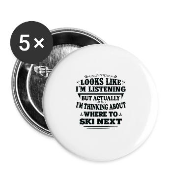 Ski Skier Skiing Thinking Where To Ski Next - Buttons large 2.2''/56 mm (5-pack) - white - Front