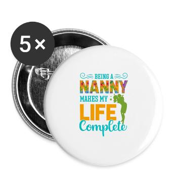 Lustiges Babysitter Nanny Tagesmutter Spruch - Buttons groß 56 mm (5er Pack) - Weiß - Vorne