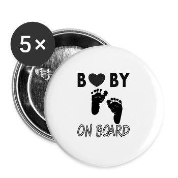 Baby on board baby feet baby belly baby bumps - Buttons large 2.2''/56 mm (5-pack) - white - Front