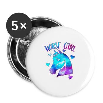 Fille de cheval - Lot de 5 grands badges (56 mm) - blanc - Devant