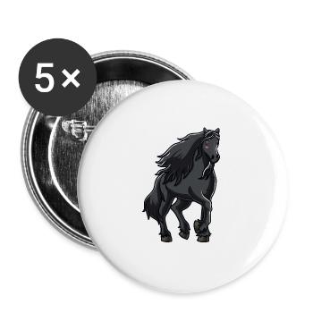 Friesenpferd Pferdeliebhaber Geschenk - Buttons groß 56 mm (5er Pack) - Weiß - Vorne