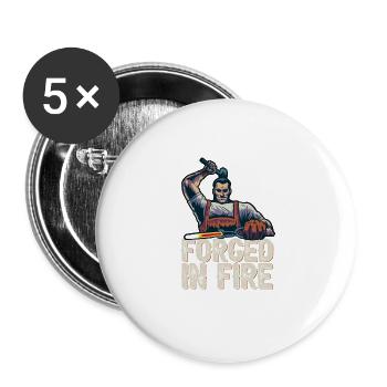 Schmied Forged In Fire Schmiedekunst Metallbauer - Buttons groß 56 mm (5er Pack) - Weiß - Vorne