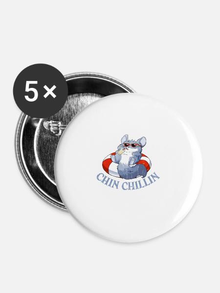 Chinchilla - Buttons groß 56 mm (5er Pack) - Weiß
