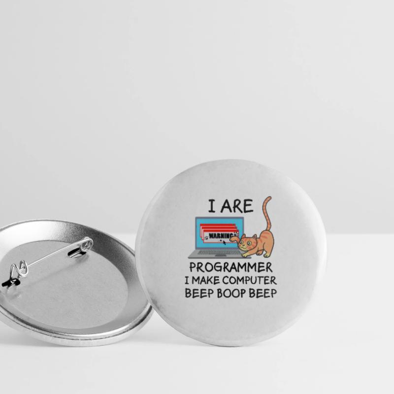 Informatik Fun Spruch Programmierer Katze Geschenk Buttons groß 56 mm (5er Pack)