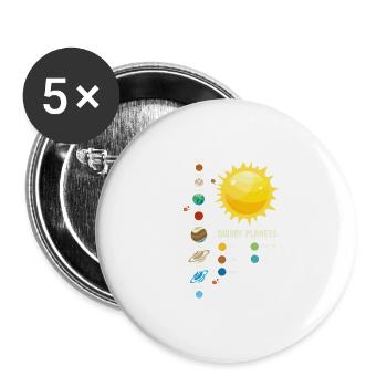 Solar System Kids and Adults Dwarf Planets Gift - Lot de 5 grands badges (56 mm) - blanc - Devant