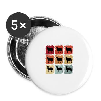 Rétro pop art mouton animal de compagnie idée cadeau - Lot de 5 grands badges (56 mm) - blanc - Devant