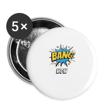 Comic Cartoon Comics WOW! Balloon Speech Bubble - Buttons large 2.2''/56 mm (5-pack) - white - Front
