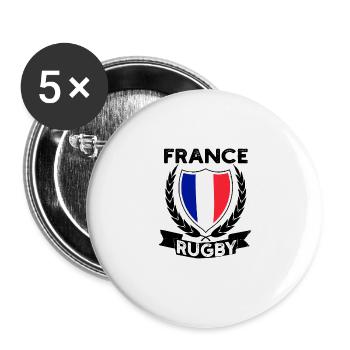 Rugby France Maillot De Rugby Pour les Français France - Lot de 5 grands badges (56 mm) - blanc - Devant
