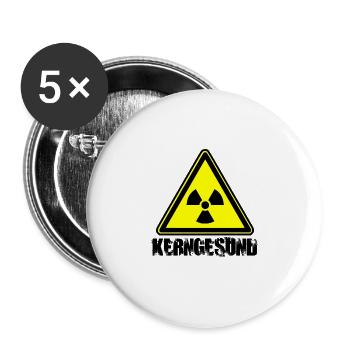 Kerngesund Radioaktiv Strahlung Geschenk Lustig - Buttons groß 56 mm (5er Pack) - Weiß - Vorne