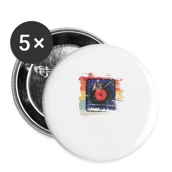 Retro 80s and 90s Record player - Buttons large 2.2''/56 mm (5-pack) - white - Front