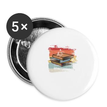 Retro Book - Buttons large 2.2''/56 mm (5-pack) - white - Front