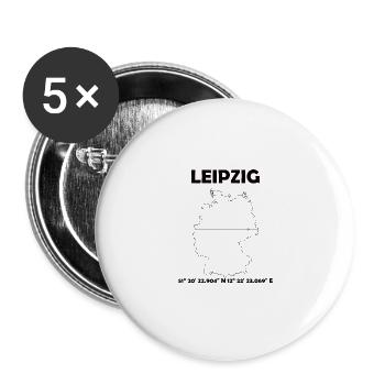 Leipzig map - Buttons large 2.2''/56 mm (5-pack) - white - Front