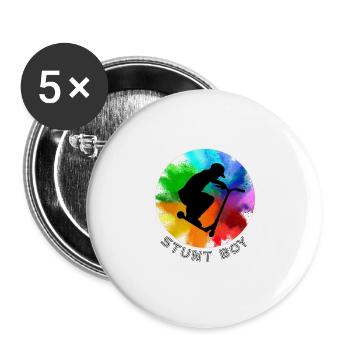 Stunt Boy Scooter Stunt Skater Tretroller Kids - Buttons groß 56 mm (5er Pack) - Weiß - Vorne