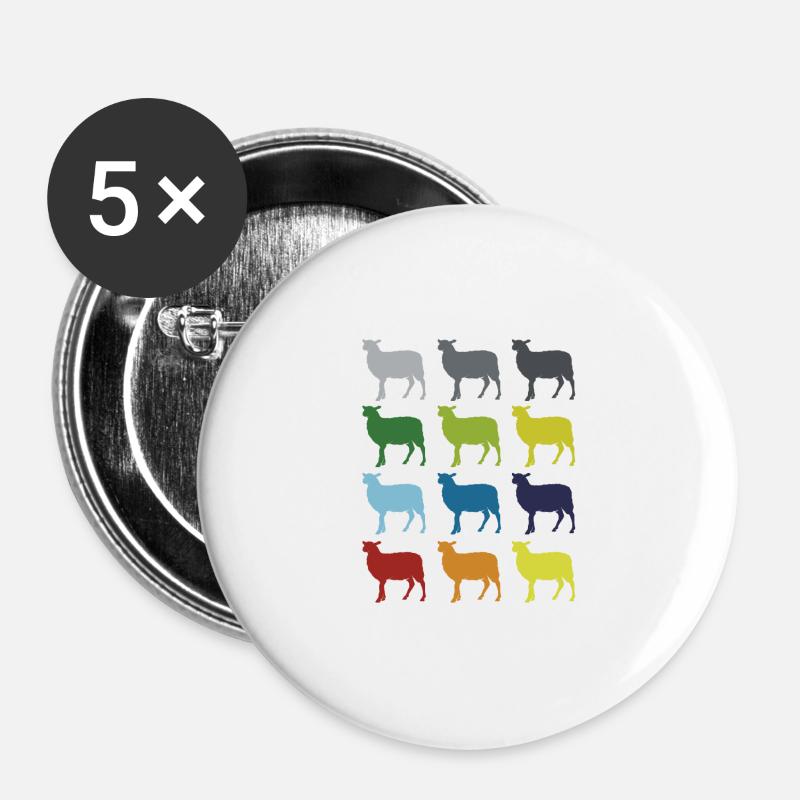 Neon Pop Art Retro Sheep Animal Gift Idea - Buttons large 2.2''/56 mm (5-pack) - white